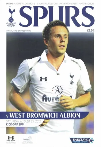Programme cover from Spurs v 1-1 v West Bromwich Albion - 25 August 2012