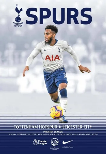 Programme cover from Spurs v 3-1 v Leicester City - 10 February 2019