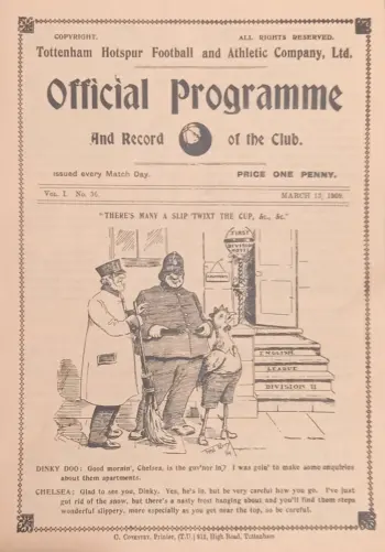 Spurs v West Bromwich Albion (13 Mar 1909) Programme