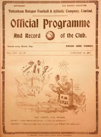 Spurs v Arsenal FC (15 Jan 1921) Programme