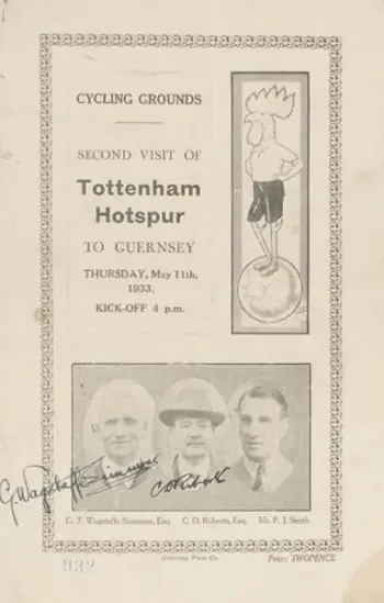 Spurs v Channel Islands (11 May 1933) Programme