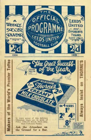 Spurs v Leeds United (04 May 1935) Programme