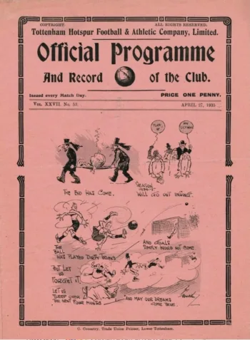 Spurs v Liverpool FC (27 Apr 1935) Programme