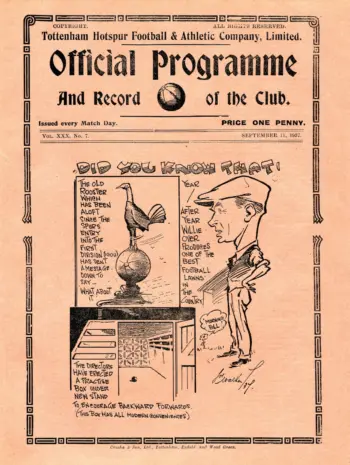 Spurs v Newcastle United (11 Sep 1937) Programme