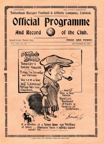 Spurs v Barnsley FC (25 Sep 1937) Programme