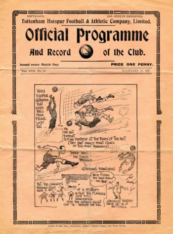 Spurs v West Ham United (20 Nov 1937) Programme