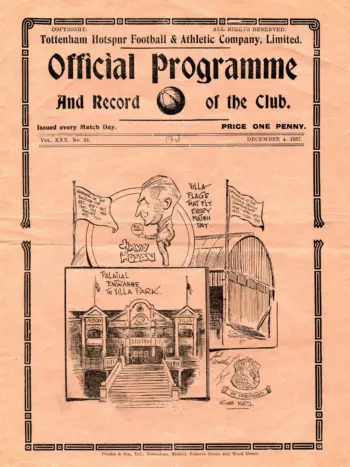 Spurs v Aston Villa (04 Dec 1937) Programme