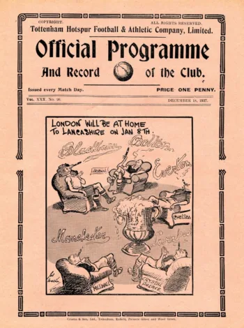 Spurs v Blackburn Rovers (18 Dec 1937) Programme