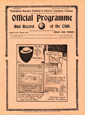 Spurs v Luton Town (29 Jan 1938) Programme