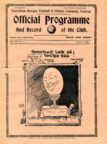 Spurs v Sheffield United (15 Apr 1938) Programme