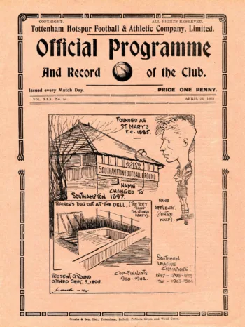 Spurs v Southampton FC (23 Apr 1938) Programme
