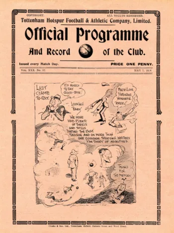 Spurs v Sheffield Wednesday (07 May 1938) Programme