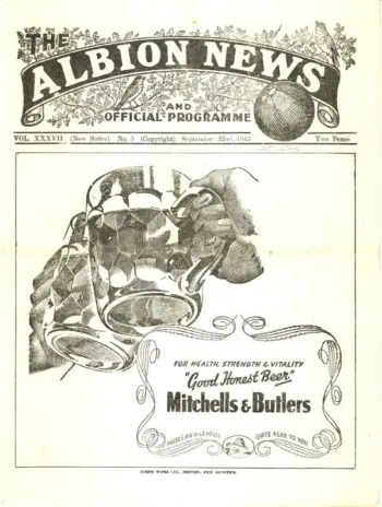 Spurs v West Bromwich Albion (22 Sep 1945) Programme