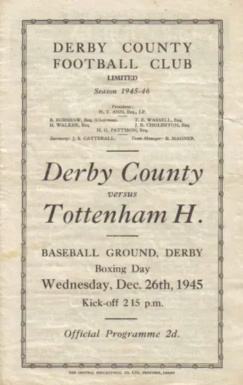 Spurs v Derby County (26 Dec 1945) Programme