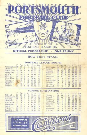 Spurs v Portsmouth FC (06 Apr 1946) Programme
