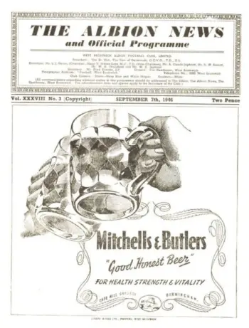Spurs v West Bromwich Albion (07 Sep 1946) Programme