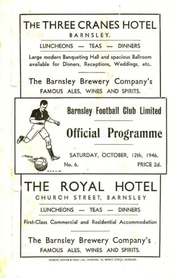 Spurs v Barnsley FC (12 Oct 1946) Programme