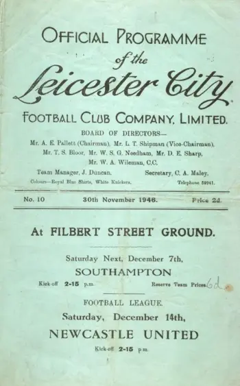 Spurs v Leicester City (30 Nov 1946) Programme