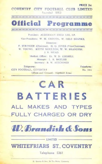 Spurs v Coventry City (25 Dec 1946) Programme