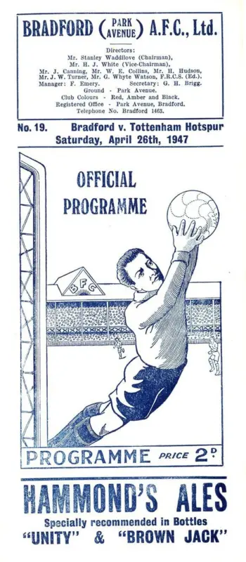 Spurs v Bradford Park Avenue (26 Apr 1947) Programme