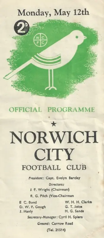 Spurs v Norwich City (12 May 1947) Programme