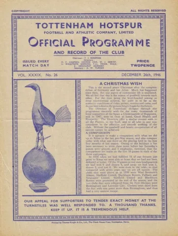 Spurs v Coventry City (26 Dec 1946) Programme