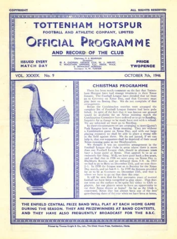 Spurs v Newport County (07 Oct 1946) Programme