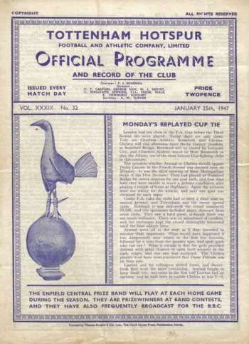 Spurs v Arsenal FC (25 Jan 1947) Programme