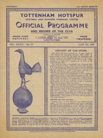 Spurs v Barnsley FC (07 Jun 1947) Programme