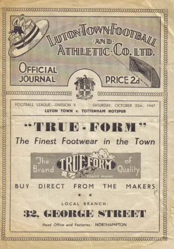 Spurs v Luton Town (25 Oct 1947) Programme