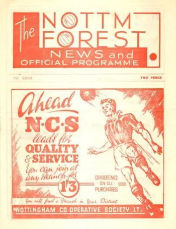 Spurs v Nottingham Forest (20 Sep 1947) Programme