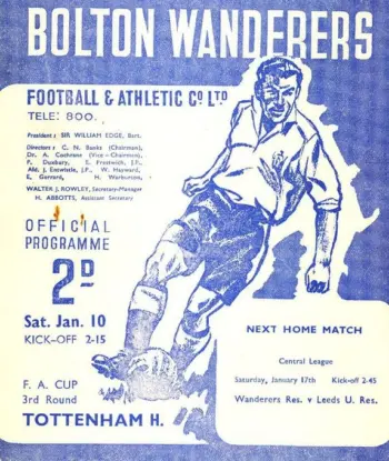 Spurs v Bolton Wanderers (10 Jan 1948) Programme