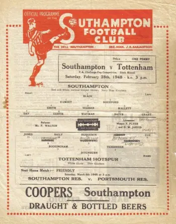 Spurs v Southampton FC (28 Feb 1948) Programme