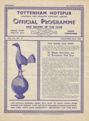 Spurs v Chesterfield FC (25 Dec 1947) Programme