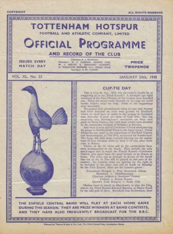 Spurs v West Bromwich Albion (24 Jan 1948) Programme