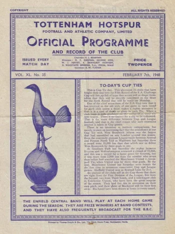 Spurs v Leicester City (07 Feb 1948) Programme