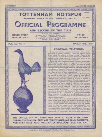 Spurs v Barnsley FC (15 Mar 1948) Programme