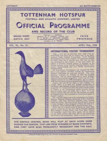 Spurs v Fulham FC (10 Apr 1948) Programme