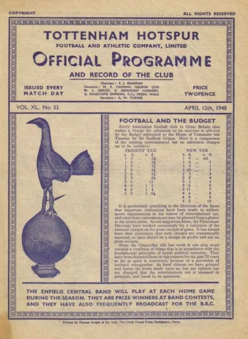Spurs v Nottingham Forest (12 Apr 1948) Programme