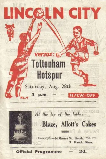 Spurs v Lincoln City (28 Aug 1948) Programme