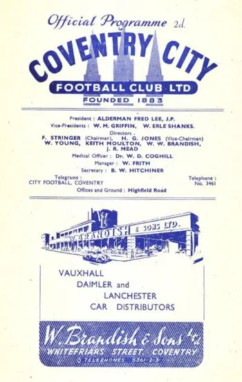 Spurs v Coventry City (23 Aug 1948) Programme