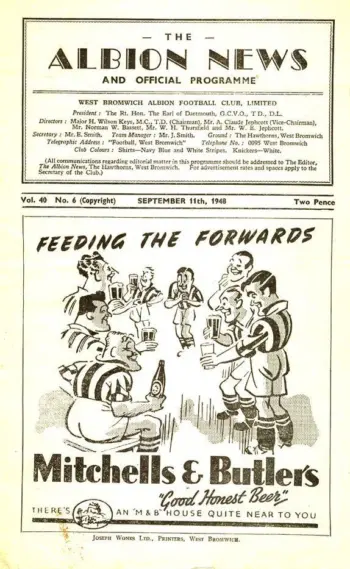 Spurs v West Bromwich Albion (11 Sep 1948) Programme