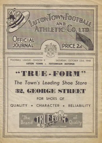 Spurs v Luton Town (23 Oct 1948) Programme