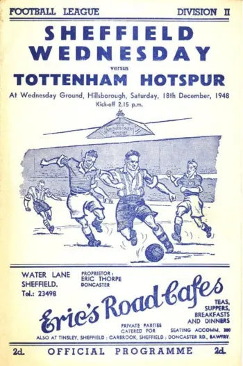Spurs v Sheffield Wednesday (18 Dec 1948) Programme