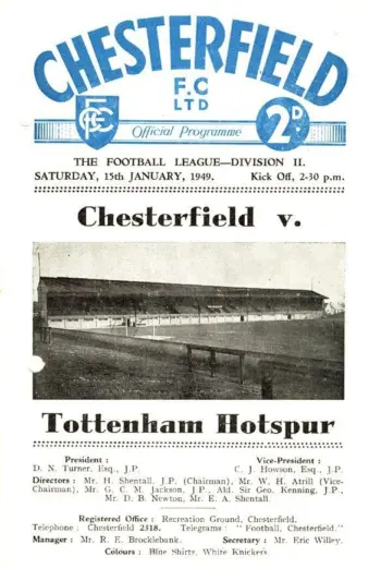 Spurs v Chesterfield FC (15 Jan 1949) Programme