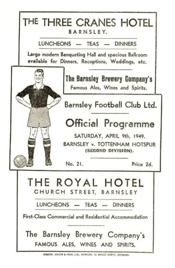 Spurs v Barnsley FC (09 Apr 1949) Programme
