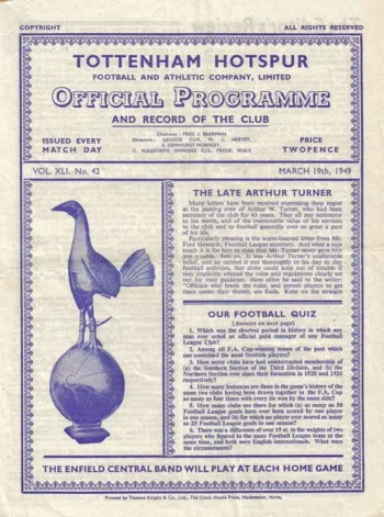 Spurs v Luton Town (19 Mar 1949) Programme