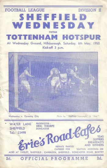 Spurs v Sheffield Wednesday (06 May 1950) Programme