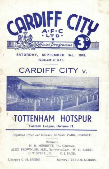 Spurs v Cardiff City (03 Sep 1949) Programme