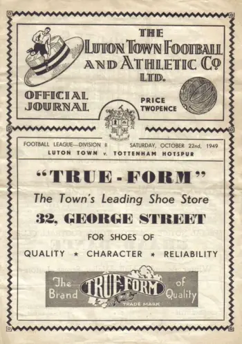 Spurs v Luton Town (22 Oct 1949) Programme